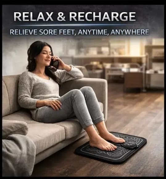 Rechargeable EMS Foot Massager Mat | Wireless Electric Muscle Stimulator | 8 Massage Modes & 19 Intensity Levels | Portable Foldable Pain Relief for Feet, Legs & Full Body | USB Rechargeable | Unisex